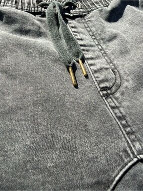 Zanerobe Sureshot Jogger Pants Mens 30 Grey Acid Wash Denim Cuffed Drawstring